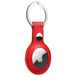 Apple AirTag Läder Hållare Med Nyckelring - Röd Röd