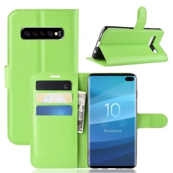 Samsung Galaxy S10 Plus - Litchi Plånboksfodral - Grön Green Grön