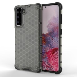 Samsung Galaxy S21 - Armor Honeycomb Textur Skal - Grå Black Svart
