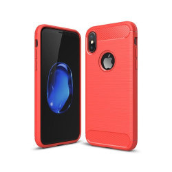 iPhone X / XS - Brushed TPU Skal - Röd Red Röd