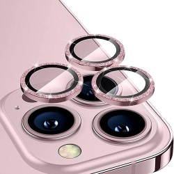 ENKAY iPhone 14 Pro / 14 Pro Max Linsskydd Aluminium Glitter Ros