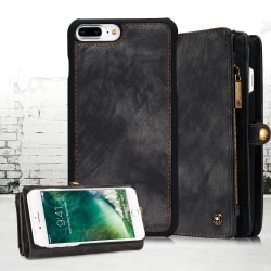 iPhone 7/8 Plus - CASEME 2-i-1 Multifunktionellt Plånboksfodral Black Svart
