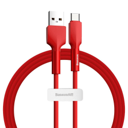Baseus Silica Gel 1m 3A USB-C Kabel - Röd Red Röd