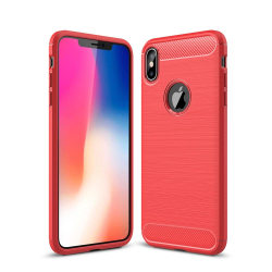 iPhone Xs Max - Brushed TPU Skal - Röd Röd