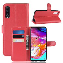 Samsung Galaxy A70 - Litchi Plånboksfodral - Röd Red Röd