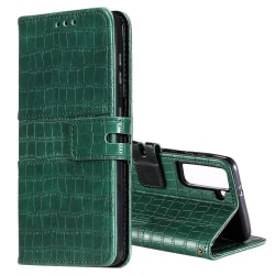 Samsung Galaxy S21 Plus - Krokodil Textur Läder Fodral - Grön Green Grön