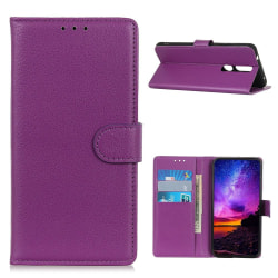 Nokia 2.4 - Litchi Läder Fodral - Lila Purple Lila