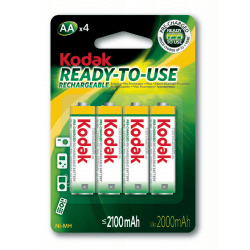 4-pack AA batteri laddningsbara , 2100 mAh, Kodak NiMH