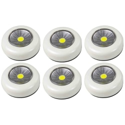6-pack Batteridriven vit LED lampa spotlight + 18st batterier Vit