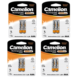 Camelion 8st laddningsbara batterier AAA NiMH 1000mAh  laddnings