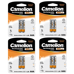 Camelion 8st laddningsbara batterier AAA NiMH 600 mAh  laddnings