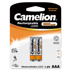Camelion 2st batterier AAA NiMH 800mAh laddningsbara laddningsba Svart