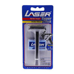 Säkerhetsrakhyvel Laser Super Click + 5 rakblad / dubbelrakblad