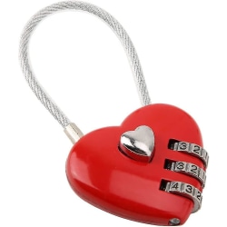 Hjärtformat hänglås, mini 3-siffrig kodlås, med kärlek hjärta vajer, lösenordslås
