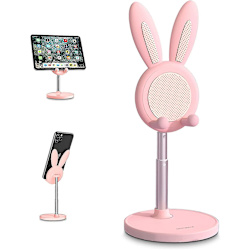 Telefonställ, Nediea bordstelefonställ med justerbar vinkelhöjd, söt skrivbordskanin