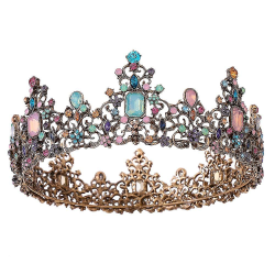 Jeweled Barock Queen's Crown - Rhinestone Bröllopskrona och Lady Tiara, kostymfest