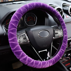 (lila)Vinter supermjuk plysch cover Universal, varm fuskpäls autostyre på ratten 37/38cm purple