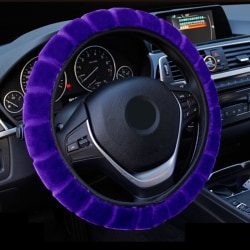 (Lila)Varm plysch Funda Volante Coche Cover Mjuk Interiör Styling Cubre Volante Auto Universal Tillbehör Purple