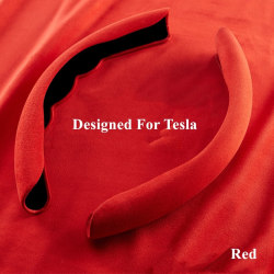 (RÖD)Alcantara Mocka Cover För Tesla Model 3 YSX Svart Röd Anti-päls Passform OD Form Rund Form Enkel installation 4 säsonger RED