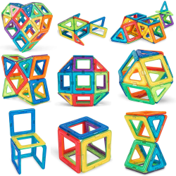 3D Magnetic Tiles - 42 Delar Magnetiska Brickor - Bygg med Magneter multifärg flerfärgad