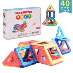 3D Magnetic Tiles - 40 Delar Magnetiska Brickor - Bygg med Magneter multifärg - Julklappa Barn - Present flerfärgad