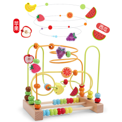 Pärllabyrintleksaker Toddler Träfärg Abacus Berg-och dalbana Pussel Cirkelleksaker För Baby Pärllabyrint Aktivitetskuber Sensoriska leksaker för barn
