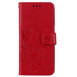 Samsung Galaxy S10e Skal - Plånbok Ros Tryck röd