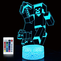 Minecra_ft Nattlampor för barn 3D Illusion-lampa16 Färger C