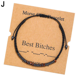 Inspirerande Morse Code Armband Black Beaded Wrap Chain Women BestBitches One-size
