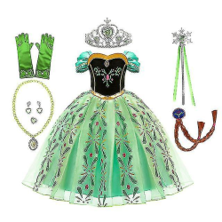 Almce Princess Dress Anna kostym för 2-8 år tjejer (Storlek måste noteras)