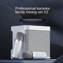 Högeffekt Bärbar Professionell Karaoke Dubbel Mikrofon Bluetooth-kompatibel högtalare Utomhus Familjefest Karaoke Box