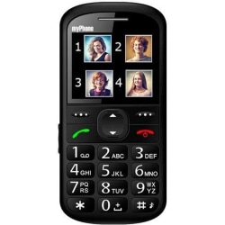 MYPHONE HALO 2 high-end mobiltelefon med svart design, enkel och användarvänlig meny och möjlighet att infoga ett foto i