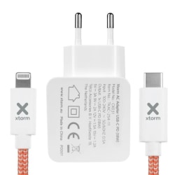 18W USB-C Power Delivery Väggladdare och Xtorm White Lightning-kabel