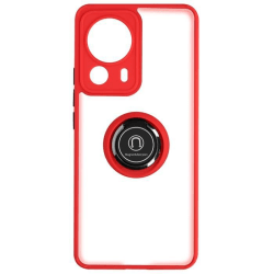 Fodral för Xiaomi 13 Lite Bi-material Metal Ring Video Support röd
