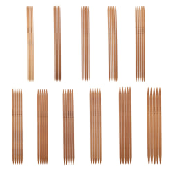Sæt med 11 bambus spidse strikkepinde Sæt 11 størrelser (13 cm)