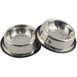 Hundskål i rostfritt stål med gummibas för små/medelstora hundar