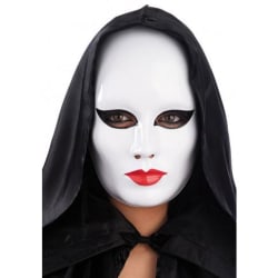 Ansiktsmask - Vit mask med makeup. multifärg