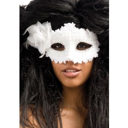 Ansiktsmask - White mask with lace and strass multifärg