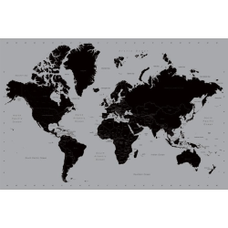 Världskarta - Svart och silver, maailmankartta Multicolor