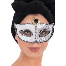 Ansiktsmask - Mask in silver glitter and black gem multifärg