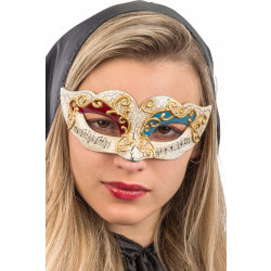 Ansiktsmask - White, red and blue Venetian mask with gold decora multifärg
