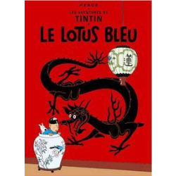 Poster - Tintin Le Lotus Bleu - Tintin Blå Lotus multifärg