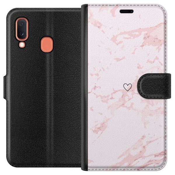 Plånboksfodral till Samsung Galaxy A20e med Rosa Hjärta motiv