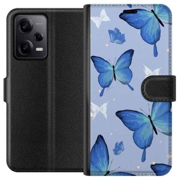 Plånboksfodral till Xiaomi Redmi Note 12 Pro med Blå fjärillar motiv