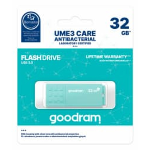 GOODRAM 32GB UME3 CARE USB 3.0 Turkos