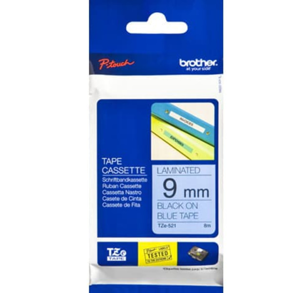 BROTHER P-Touch TZE-521 black on blue 9mm