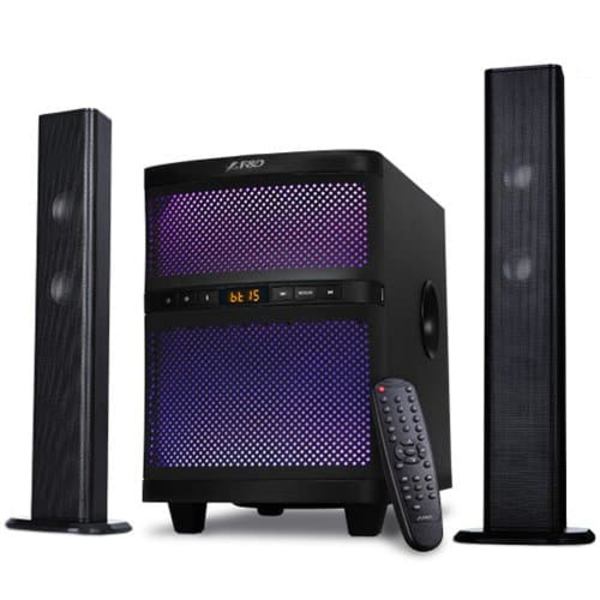 F&D T-200X 2.1 TV Speakers, 70W RMS (17.5Wx2+35W), 2x2'' Satellites (soundbar design) + 8'' Subwoofer, BT 5.0/AUX/USB/FM/Multi-color LED/LED Display/R