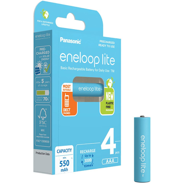 Rechargeable batteries PANASONIC ENELOOP LITE AAA 550 mAh 4 szt (BK-4LCCE/4CP)
