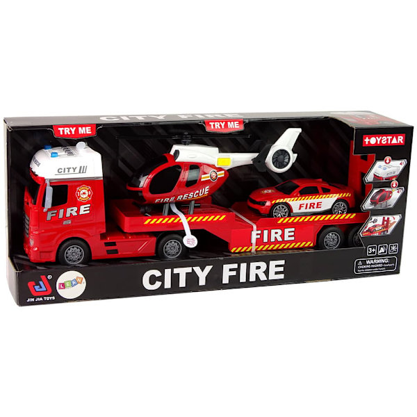 Fire Brigade Set Truck Helicopter Sound Lights