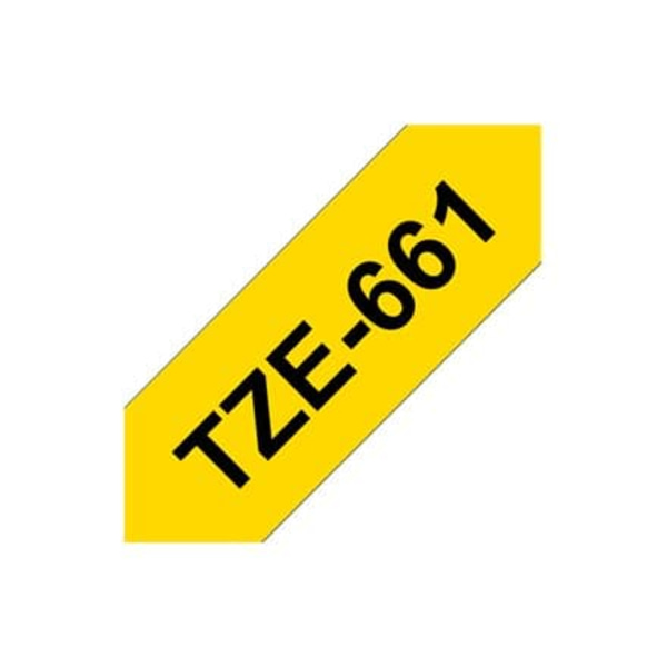Brother | TZe-661 Laminated Tape | Black on Yellow | TZe | 8 m | 3.6 cm